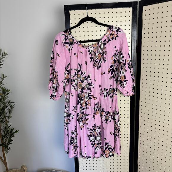 Kinga Csilla Lennon Liberty Babydoll Mini Dress Pink L — Boho Romantic - Picture 4 of 7